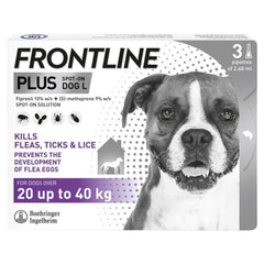 Frontline Plus For Dogs 20 to 40kg - 1/3/6 Pipette, Flea And Tick Treatment For Dogs, Frontline Flea Treatment For Dogs, Frontline Spot On For Dogs, Frontline For Dogs