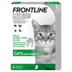 FRONTLINE Plus Flea & Tick Treatment for Cats and Ferrets - 1/3/6 Pipettes