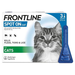 FRONTLINE Spot On Flea & Tick Treatment for Cats - 1/3/6 Pipettes