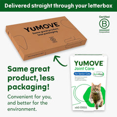 YuMOVE Senior Cat Joint Supplement for Joint Care & Joint Support, with Glucosamine, Chondroitin & Green Lipped Mussel, for Senior Cats- Eco Friendly and Letter Box Ready Packaging