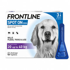 Frontline Spot On Flea Treatment For Dogs 20-40kg, ( 2.68 ml )1/3/6 pipettes Flea And Tick Treatment For Dogs, Frontline Flea Treatment For Dogs, Frontline Spot On For Dogs, Frontline For Dogs