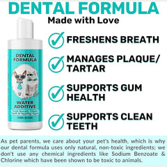 NutriPaw Dental Formula Water Additive For Dogs & Cats - Clean Teeth, Healthy Gums & Fresh Breath - Manage Plaque & Tartar Build-Up - Fuss-Free - No Brushing Needed - Cat/Dog Mouthwash & Oral Health