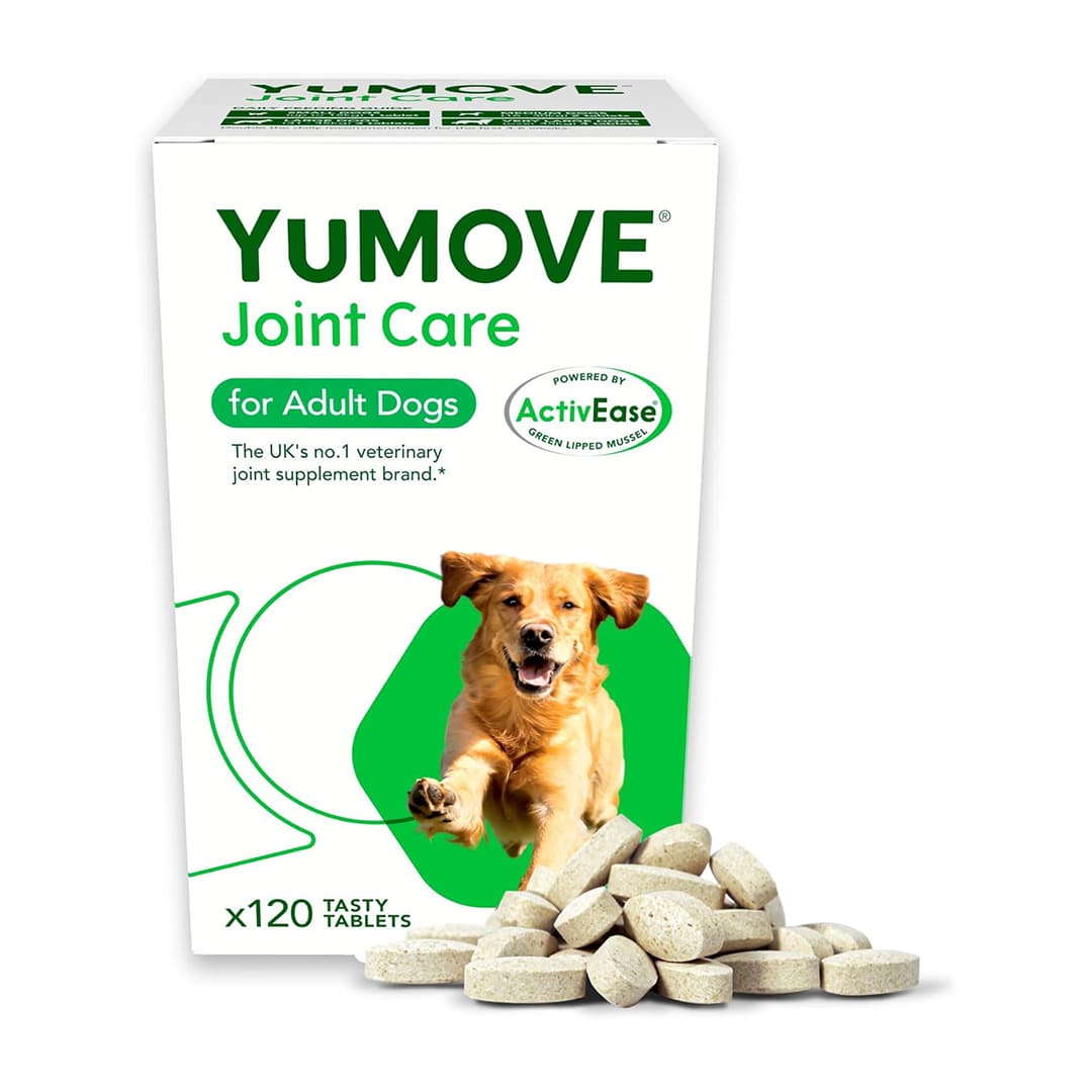 YuMOVE Joint Supplement for Dogs, Higher Strength for Joint Care, Essential Dog Hip and Joint Support for Adult Dogs Aged 6 to 8, 120 Tablets - Eco Friendly and Letter Box Ready Packaging