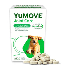 YuMOVE Joint Supplement for Dogs, Higher Strength for Joint Care, Essential Dog Hip and Joint Support for Adult Dogs Aged 6 to 8, 120 Tablets - Eco Friendly and Letter Box Ready Packaging