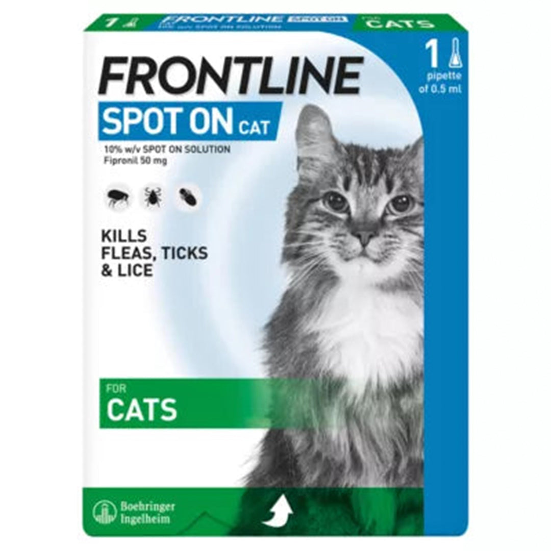 FRONTLINE Spot On Flea & Tick Treatment for Cats - 1/3/6 Pipettes