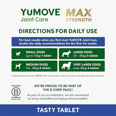 YuMOVE Max Strength Joint Supplement for Senior Dogs, Joint Care with Glucosamine, Chondroitin and Green Lipped Mussel, Age 8+, 120 Tablets