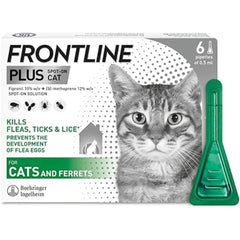 FRONTLINE Plus Flea & Tick Treatment for Cats and Ferrets - 1/3/6 Pipettes