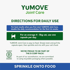 YuMOVE Senior Cat Joint Supplement for Joint Care & Joint Support, with Glucosamine, Chondroitin & Green Lipped Mussel, for Senior Cats- Eco Friendly and Letter Box Ready Packaging