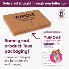 YuMOVE Digestive Care, Dog Pre and Probiotics Supplement for Gut Health, Digestive Support for All Ages and Breeds, 120 Tablets - Eco Friendly and Letter Box Ready Packaging