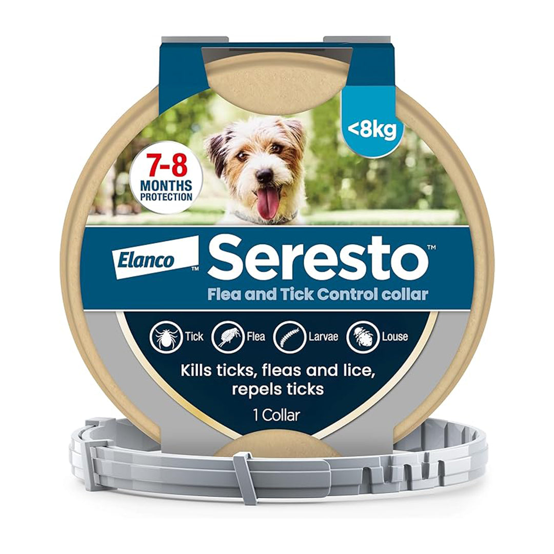 Seresto Flea and Tick Control Collar For Small Dogs Up To 8kg (1 Collar), Long-Lasting & Simple Treatment For Dogs, 7-8 Months Of Protection, Keeps Pets Protected From Fleas & Ticks