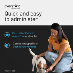 Capstar Flea Tablets, Fast Acting Flea Treatment For Cats & Small Dogs (1kg - 11kg) , 1 x 11.4 mg Tablet , 6 x 11.4 mg Tablet , Starts Working In 15-30 Mins, Kills Adult Fleas In 6 Hours, Fuss Free Edible Tablets