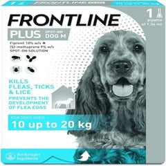 Frontline Plus For Dogs 10-20kg ( 1.34ml )- 1 Pipette, Flea And Tick Treatment For Dogs, Frontline Flea Treatment For Dogs, Frontline Spot On For Dogs, Frontline For Dogs