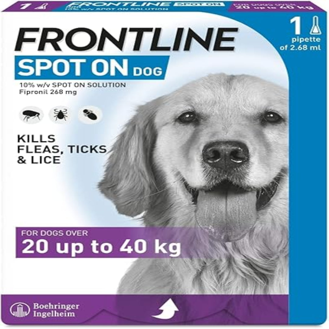 Frontline Spot On Flea Treatment For Dogs 20-40kg, ( 2.68 ml )1 pipettes Flea And Tick Treatment For Dogs, Frontline Flea Treatment For Dogs, Frontline Spot On For Dogs, Frontline For Dogs