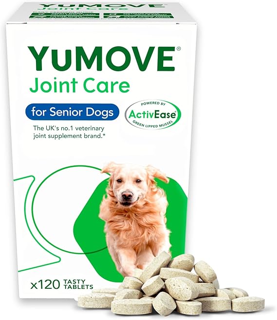 YuMOVE Senior Dog Joint Supplement, High Strength for Joint Care, Essential Dog Hip and Joint Support for Senior Dogs Aged 8+, 120 Tablets - Eco Friendly and Letter Box Ready Packaging