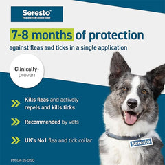 Seresto Flea and Tick Control Collar For Dogs (1 Collar), Long-Lasting & Simple Treatment For Dogs, 7-8 Months Of Protection, Keeps Pets Protected From Fleas & Ticks
