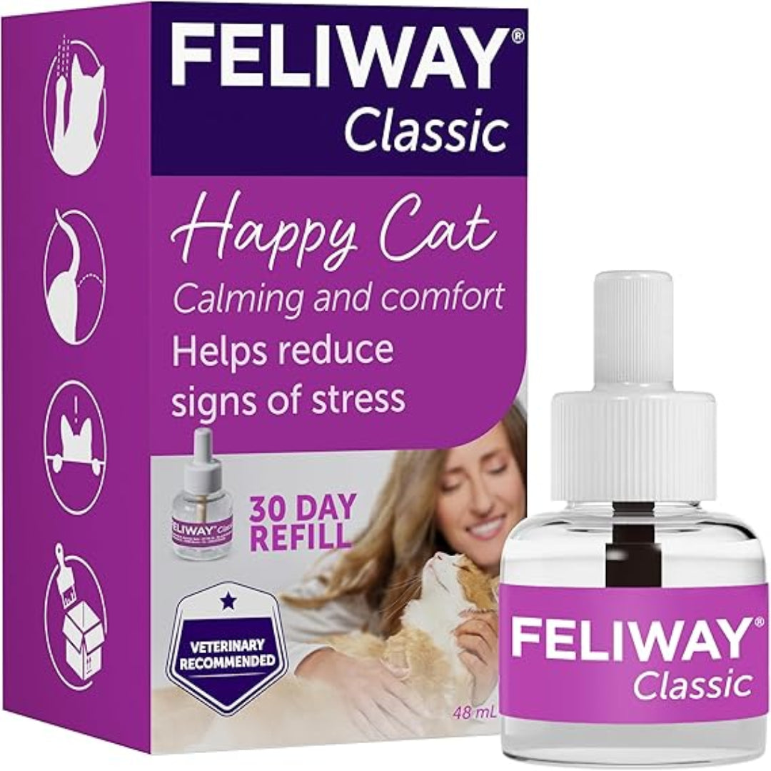 Feliway Classic 3 x 30 Day Cat Calming Odourless Refills for Pheromone Diffuser, 3 x 48ml - Helps Solve Common Signs of Stress in Cats and Kittens, Veterinary Recommended, Drug-Free, Clinically Proven