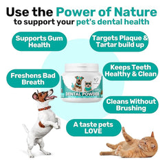 NutriPaw Dental Powder For Dogs & Cats - Clean Teeth, Healthy Gums & Fresh Breath - Manage Plaque & Tartar Build-Up - Fuss-Free - No Brushing Needed - Lasts Up To 6 Months