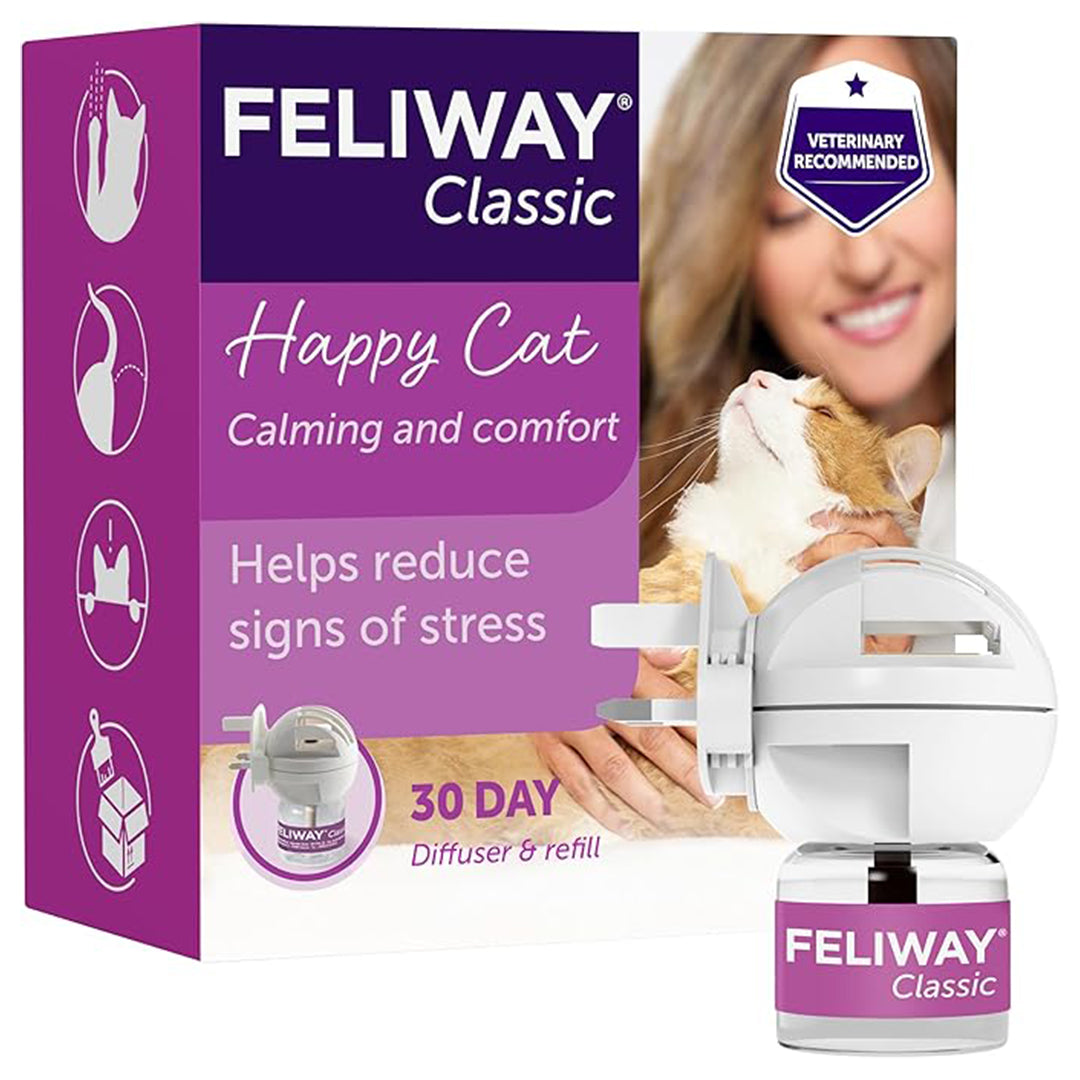 FELIWAY Classic 30 Day Cat Calming Plug In Pheromone Diffuser Starter Kit, 48ml - Helps Solve Common Signs of Stress in Cats & Kittens, Veterinary Recommended, Clinically Proven