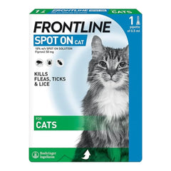 FRONTLINE Spot On Flea & Tick Treatment for Cats - 1/3/6 Pipettes