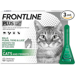 FRONTLINE Plus Flea & Tick Treatment for Cats and Ferrets - 1/3/6 Pipettes