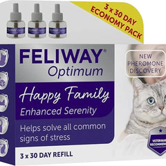 FELIWAY Optimum 1/3x30 Day Cat Calming Odourless Refills for Pheromone Diffuser, 3x48ml Value Pack - Helps Solve Signs of Stress in Cats & Kittens, Veterinary Recommended, Drug-free, Clinically Proven